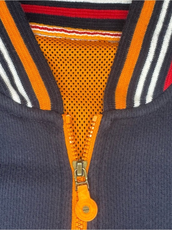 Vintage Liz Claiborne Varsity Jacket Navy Striped Trim Bomber Small 90s - Picture 11 of 13